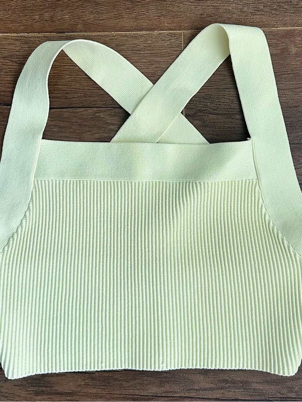 Ribbed Crossback Cropped Tank — Pale Lemon